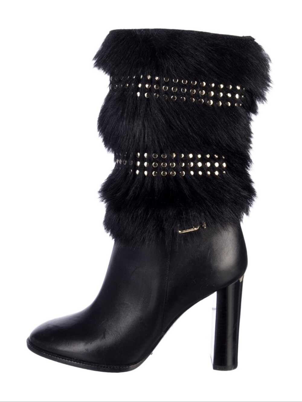 Burberry Marlington Studded Leather Mink Fur Knee Boot Women's 7